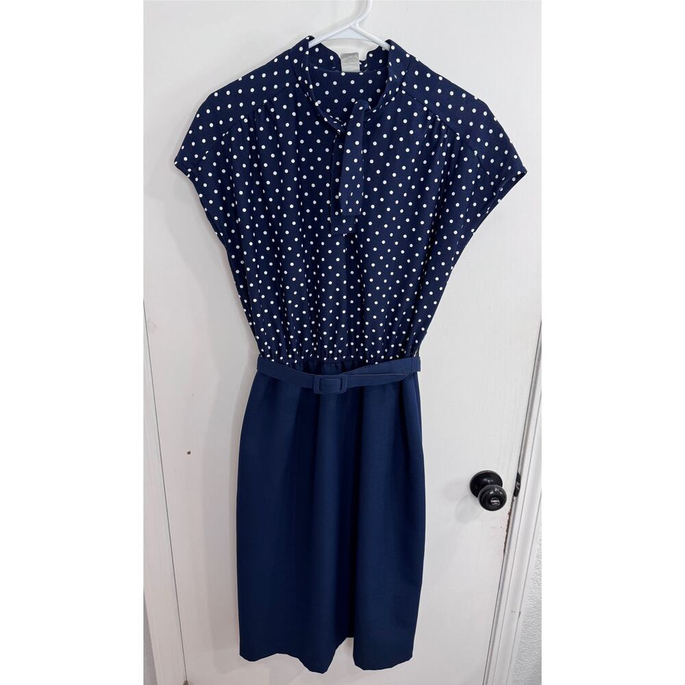 Vintage 1960 IGLWU made dress -Blue and White Polka Dot,Cottage,Whimsy,Retro